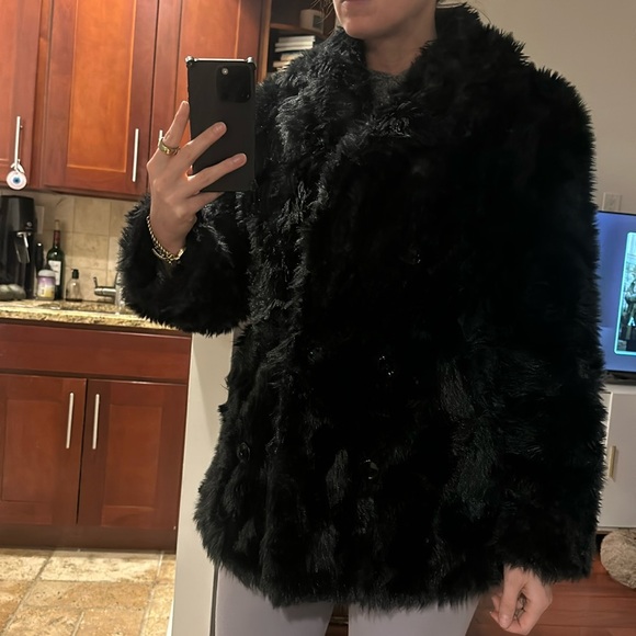 The kooples faux fur jacket black size Small - Picture 3 of 7
